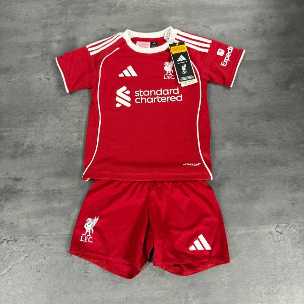 Adidas Liverpool FC Home Kit Infant Baby 18M Red Jersey Shorts Set JV6443 NEW